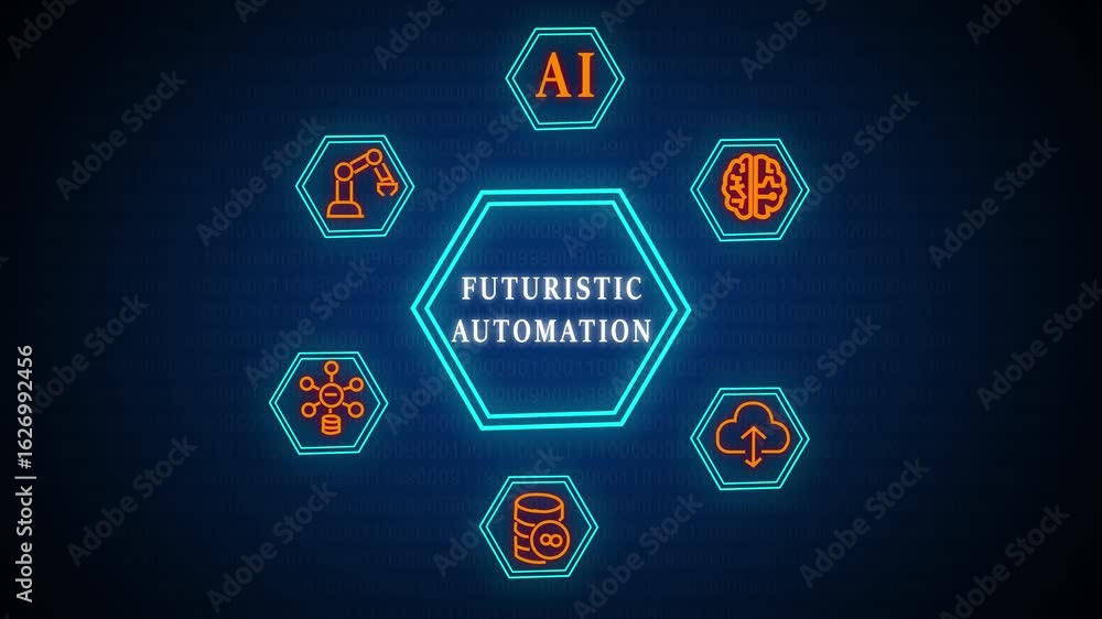 Poster futuristic automation ,business, modern technology, internet and networking concept. the future of t