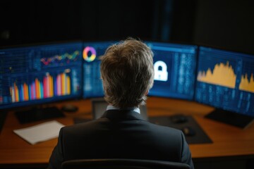 Person sitting in front of computer monitor, focused on work - Productivity