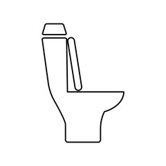 Minimalist black and white line drawing of a toilet side view