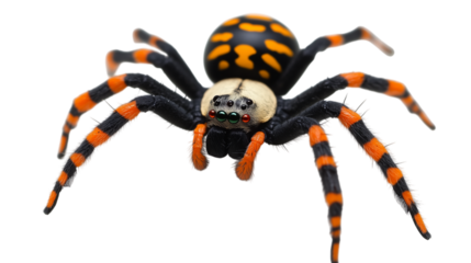 Orange Striped Spider on Transparent Background Scene
