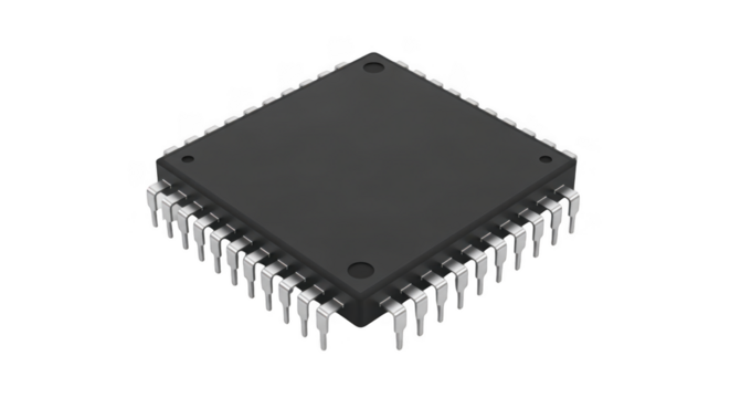 Computer microchip isolated on transparent background