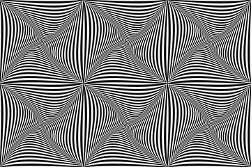 Abstract Seamless Geometric Op Art Lines Pattern. 3D Illusion. Striped Black and White Texture.