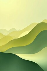 Obraz premium Serene landscape of rolling hills in soft green tones under gentle light