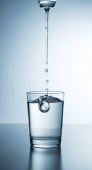 Clear water pouring into a glass creating a splash.