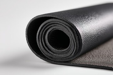 Rolled black rubber flooring mat showcasing textured surface for versatile applications