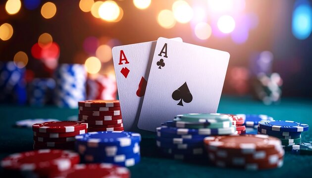 Two Aces on a Casino Table - Powered by Adobe