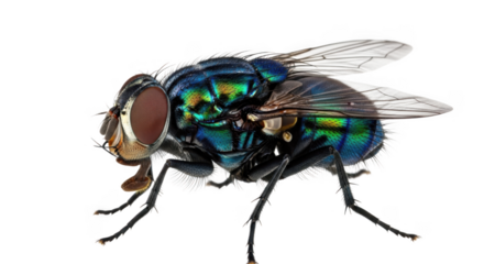 A closeup of a fly isolated on transparent background