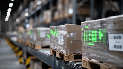 Revolutionize warehouse management with Industrial IoT sensors and holographic displays for real-time monitoring of temperature, humidity, and location of sensitive shipments. - Powered by Adobe
