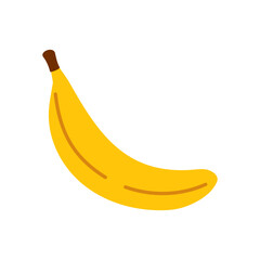 Vector banana clipart. Yellow curved fruit in flat design. Simple and cute tropical food illustration.