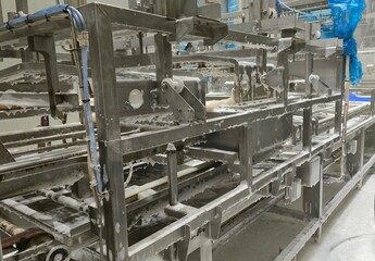 rinsing the tofu cheese production line with a special detergent