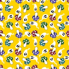 Halloween ghost seamless cute cartoon pattern for wrapping paper and fabrics