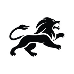 Obraz premium Royal heraldic lions. Black silhouette lion. Premium wild animal crest symbols.