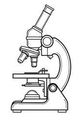 Vector art of vintage microscope illustration, isolated on white background