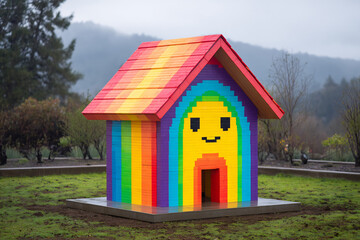 happy group building rainbow house of kindness