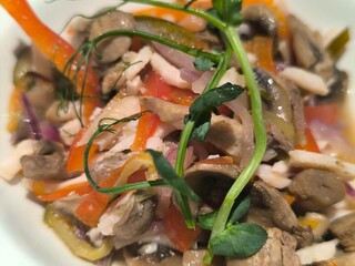 Delicious seafood salad on a plate