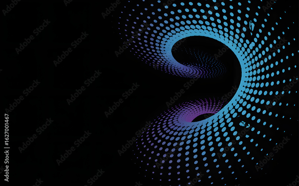 Fototapete abstract vortex of dots: a captivating visual representing a spiraling vortex formed by countless vi