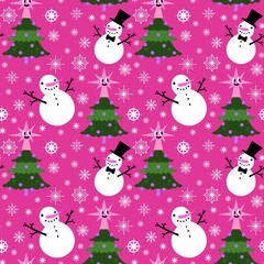Christmas cartoon ice seamless snowman pattern for wrapping paper and fabrics