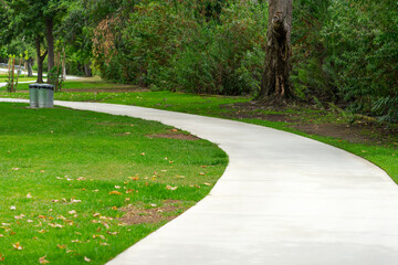 Concrete walking path in a public park
