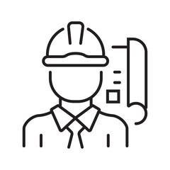 Single icon of architect professional or architecture tools in outline style. Editable stroke vector illustration.