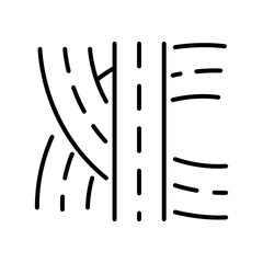 Single icon of road highway infrastructure in outline style. Editable stroke vector illustration.