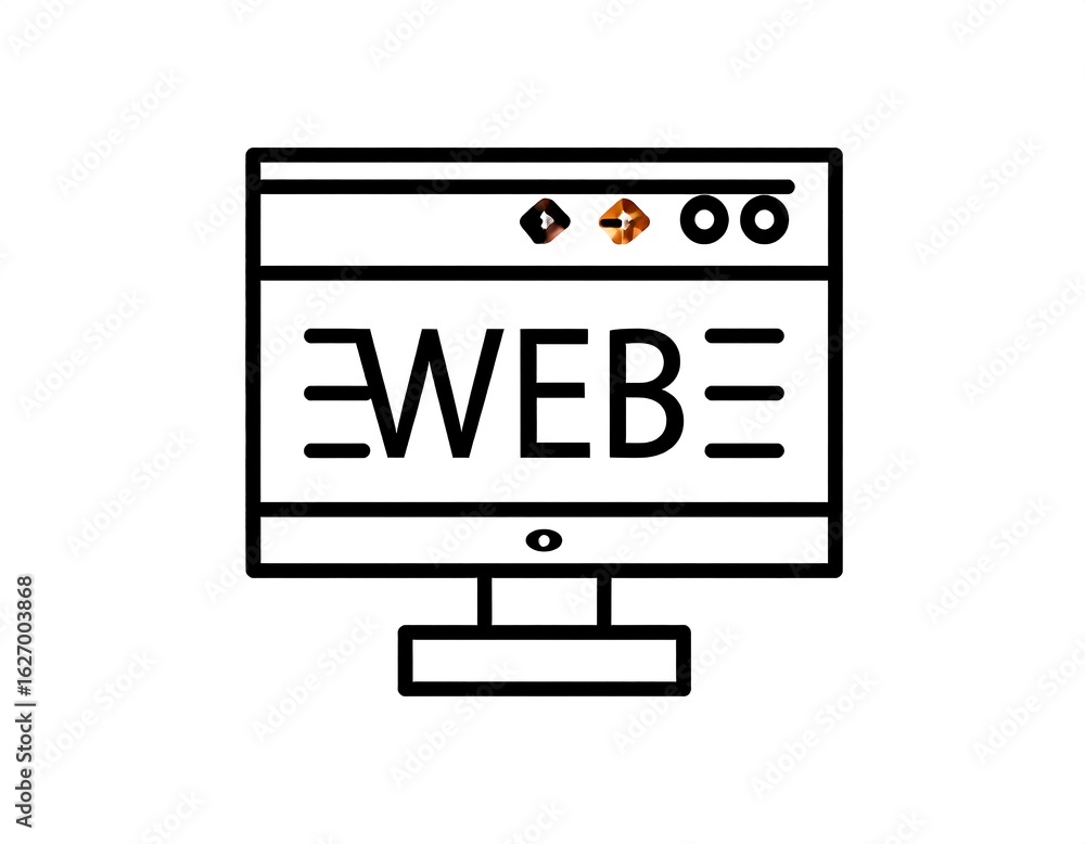 Fototapete simple outline of a computer monitor displaying web page text