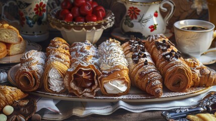 Golden Croissants Freshly Baked Representing Traditional French Breakfast
