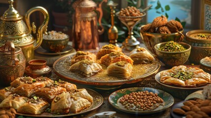 A table adorned with Turkish delight and baklava