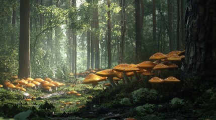 Wild mushroom foraging in the forest