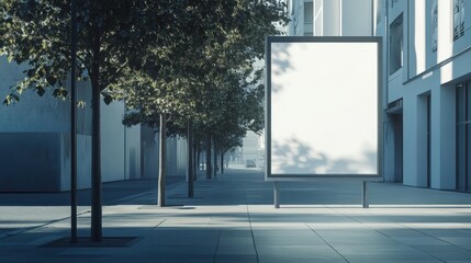 Urban Sidewalk Billboard Blanc Mock-up