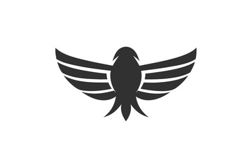 Silhouette of bird with outstretched wings creates a powerful, bold monochrome design