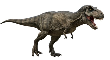 Tyrannosaurus Rex isolated on a white background showcasing its powerful physique