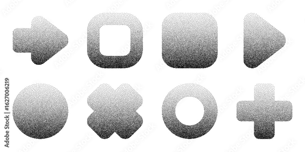 Aufkleber dotted gradient shapes with noise grain vector art. abstract design elements for graphic design and 