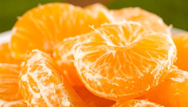 Close-up of peeled mandarin orange slices