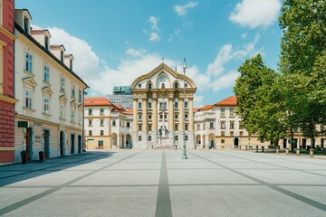 Ljubljana's Town Square with Historical Architecture
