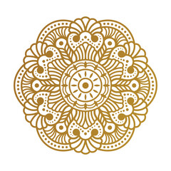 Elegant Golden Mandala Vector Design  Decorative Boho Floral Ornament Art.