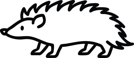 Stylized hedgehog with a distinctive outline and sharp quills in minimalist design