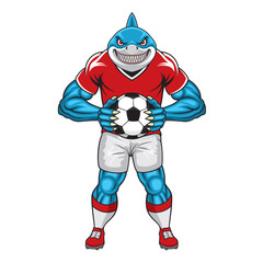 Obraz premium shark football mascot vector illustration football player design