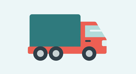 Flat Vector Delivery Truck Icon Illustration