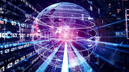 Futuristic global social media, people network and tacit digital data sharing . Concept of smart digital transformation and technology disruption that changes global trends in new information era . - Powered by Adobe