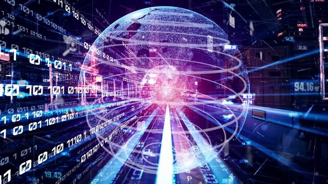 Futuristic global social media, people network and tacit digital data sharing . Concept of smart digital transformation and technology disruption that changes global trends in new information era .