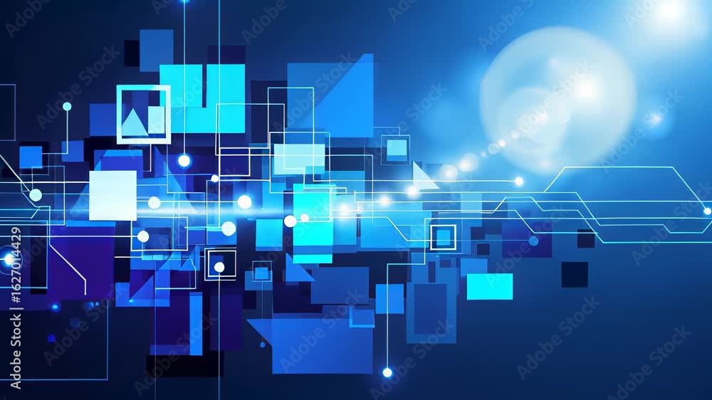Poster exploring vibrant digital abstraction with dynamic zooming effects showcasing technology and innovat