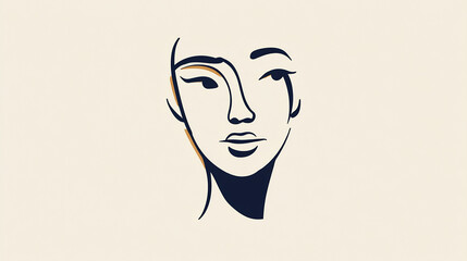 one-line drawn face of a woman abstract minimalist