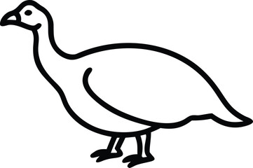 Outlined guinea fowl stands elegantly, showcasing its unique form and minimalist style