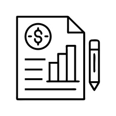 Financial report analysis with graph and dollar sign icon for business and investment data review