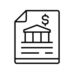 Financial document with bank building and dollar sign icon for business and investment use