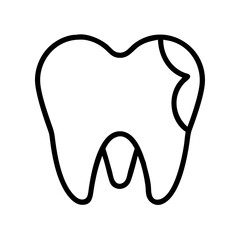 Tooth decay dental caries problem oral health care dentistry cavity treatment icon vector line