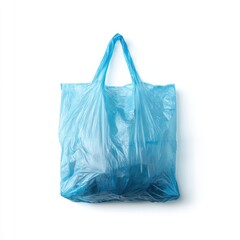 Light-blue plastic shopping bag, full