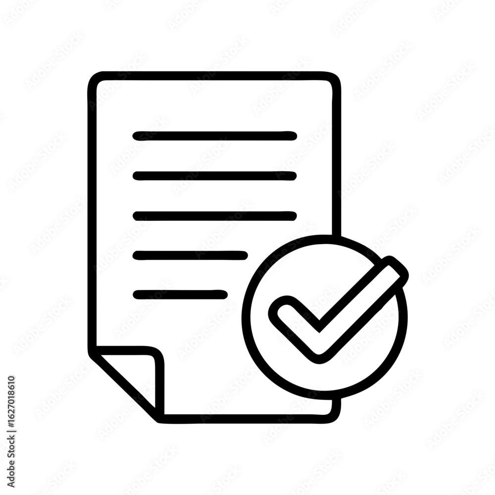 Aufkleber approved document checklist icon vector illustration for business and project management task done