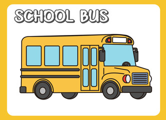 school bus in cartoon design graphics illustration icon isolated flat vector