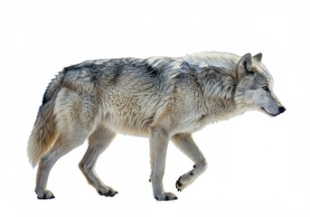 Gray Wolf Walks Through Winter Landscape